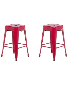 Set of 2 Bar Stools 60 cm Red CABRILLO