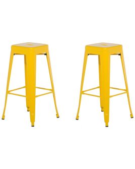 Set of 2 Bar Stools 76 cm Yellow CABRILLO