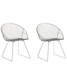 Set of 2 Metal Accent Chairs Silver AURORA