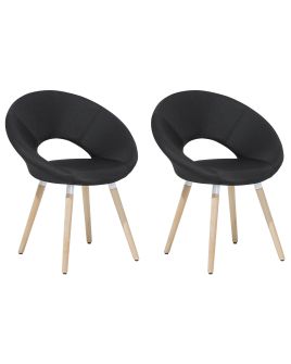 Set of 2 Fabric Dining Chairs Black ROSLYN