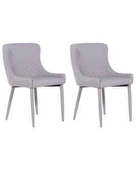 Set of 2 Fabric Dining Chairs Light Grey SOLANO