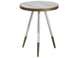 Marble Effect Side Table White with Gold RAMONA