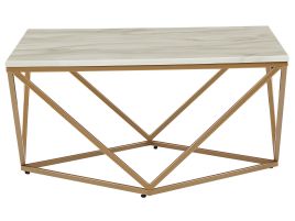 Marble Effect Coffee Table Beige and Gold MALIBU