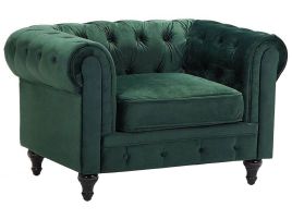Velvet Armchair Green CHESTERFIELD