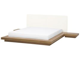 EU Super King Size Waterbed with Bedside Tables Light Wood ZEN