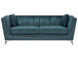 3 Seater Velvet Fabric Sofa Teal GAULA