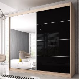 Malta-31 Sliding Mirror Door Wardrobe 203cm - Oak Sanoma