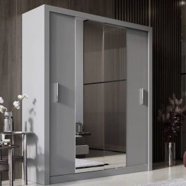 Bravo-03 Sliding Door Mirror Wardrobe 180cm - Grey Matt