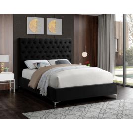 Charleston Plush Velvet Bed - Black in 5 Sizes