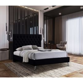 Casana Plush Velvet Bed - Black in 5 Sizes