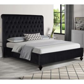 Fiona Plush Velvet Bed - Black in 5 Sizes