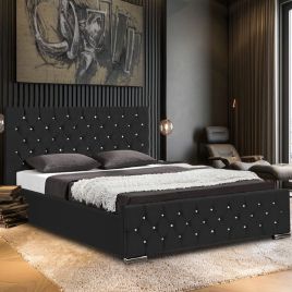 Prima Plush Velvet Bed - Black in 5 Sizes