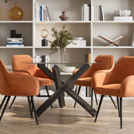 CAPRIO Round Dining Table with Glass Top - Black