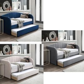 Velour Upholstered Sofa Daybed with Trundle - 3 Colours