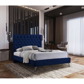 Casana Plush Velvet Bed - Blue in 5 Sizes