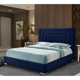 Lisso Plush Velvet Bed - Blue in 5 Sizes