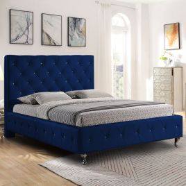 Barella Plush Velvet Bed - Blue in 5 Sizes