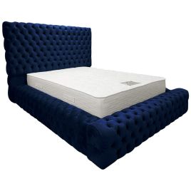 Sultan Plush Velvet Bed - Blue in 5 Sizes