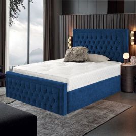 Harvard Plush Velvet Bed - Blue in 5 Sizes