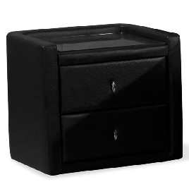 Fowey PU Leather Effect Bedside Unit - Black