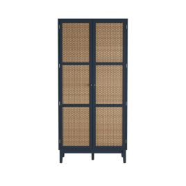 Wardrobe - BATON Rattan Effect 2 Door Wardrobe Blue - 85cm