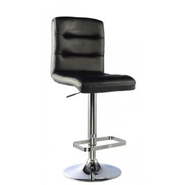 Helston Black PU Chrome Bar Stool Pair - Adjustable Height