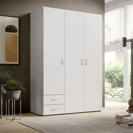 BRIXEN 3 Door Wardrobe with 2 Drawers White - 120cm