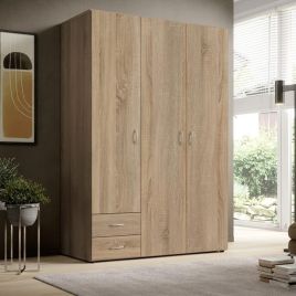 BRIXEN 3 Door Wardrobe with 2 Drawers Oak - 120cm