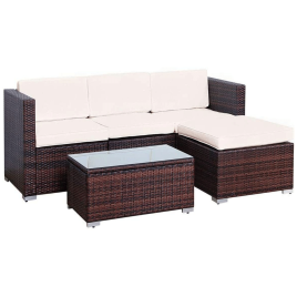 Langat Rattan Garden Coffee Table and Sofa Set - 3 Colour