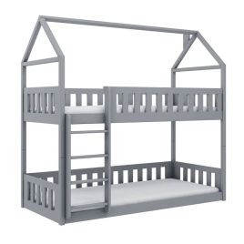 Zeke Fox Wooden Bunk Bed with Foam/Bonnell Mattress - Grey