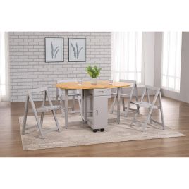 Helston Butterfly Dining Set with 4 Chairs - Grey and Oak