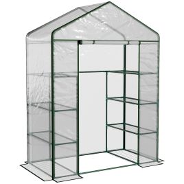 4 Tiers 8 Shelves Metal Frame Walk in Portable Greenhouse Transparent 143 L x 73W x 195H cm