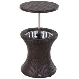 Rattan Ice Bucket with Table - Brown