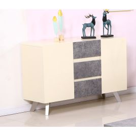 Helston Cream and Concrete Sideboard with Stainless Steel Legs