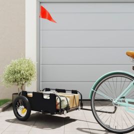 Cargo Bike Trailer Black Oxford Fabric and Iron
