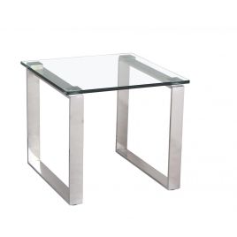 Bassetlaw Glass Side Table with Stainless Steel Legs