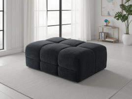 STACIE Fabric Footstool - Black