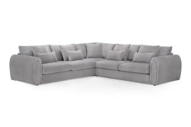 Corner Sofa - ANDREW Velvet Large Corner Sofa Grey 310cm