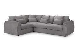 Corner Sofa - ANDREW Velvet Left Hand Corner Sofa Grey 305cm