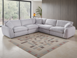 CARVELLO Fabric 5 Seater L Shaped Corner Sofa - Beige