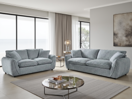 CARVELLO Fabric 3 and 2 Seater Sofa Set - Grey