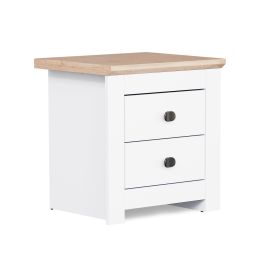 MILANA Bedsite Table with 2 Drawers - White