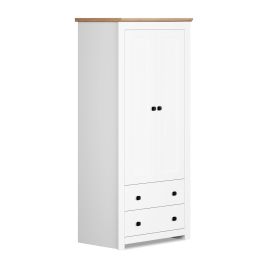 MILANA 2 Door Wardrobe with 2 Drawers White - 79cm