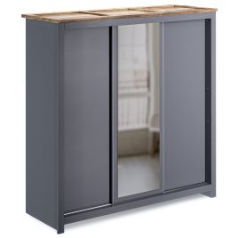 MILANA 3 Door Mirrored Sliding Wardrobe Grey - 180cm