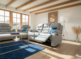 FAVARO Fabric 3 Seater Manual Recliner Sofa - Grey