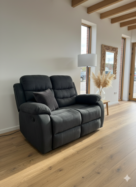 FAVARO Fabric 2 Seater Manual Recliner Sofa - Black