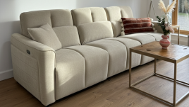 BELLARI Fabric 3 Seater Electric Recliner Sofa - Beige