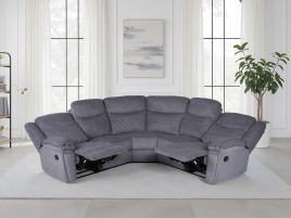 ELMYRA Fabric 5 Seater L Shaped Maual Recliner Corner Sofa - Grey