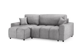 Corner Sofabed - GRAFTON Plush Fabric Corner Sofabed Grey 230cm