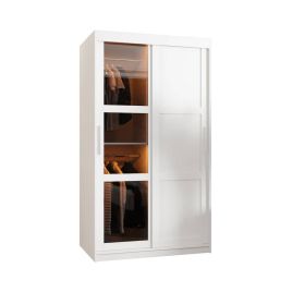 Sliding Wardrobe - SMOKY 2 Door Wardrobe White 100cm